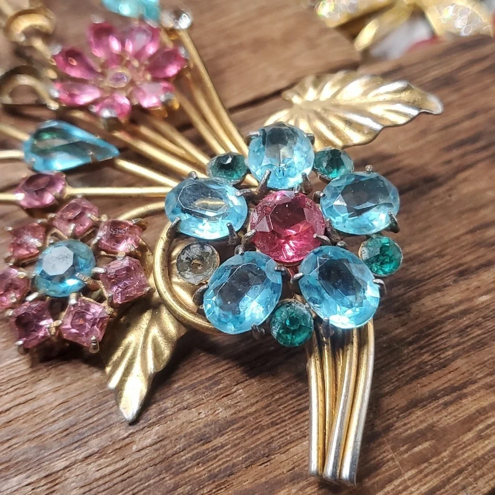 B807 stunning 1920s antique flower bouquet brooch large WOW! - Picture 2 of 7